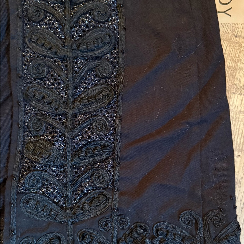 Elegant Black Embroidered Women's Coat Sandy Starkman Beaded & Brocade Festival - Picture 8 of 11